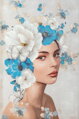 Obraz ženy/modrý kvet 1