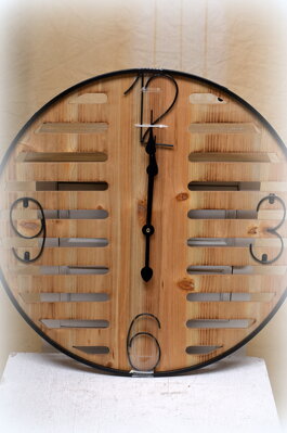 Dreveno - kované hodiny P: 60 cm