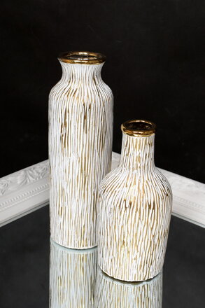 Váza keramická bielo-zlatá/nižšia