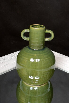 Váza keramická zelená/s úchytmi