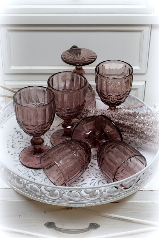Ružové poháre sklo set 6 ks