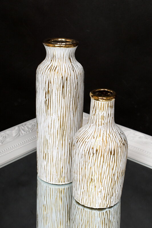Váza keramická bielo-zlatá/vyššia