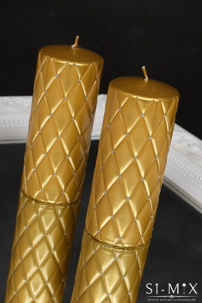 Sviečka zlatá-kamienky/17cm.