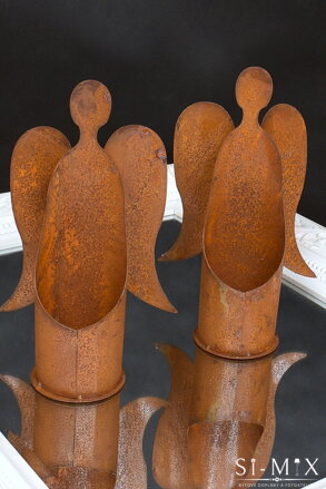 Svietnik plechový anjel/26x15cm.