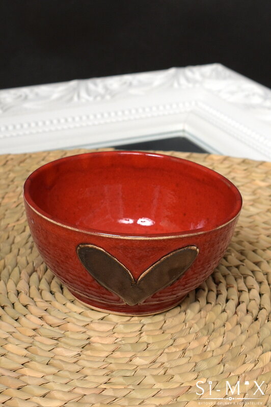 Miska červená/kamenina 13x7cm.