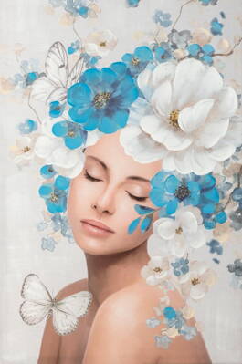 Obraz - modrý kvet - dáma 02